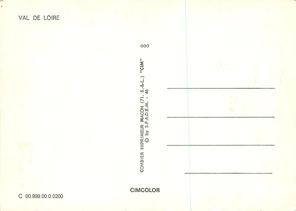 Val de Loire — Carte postal panorâmica com castelos — Editor CIM - Verso