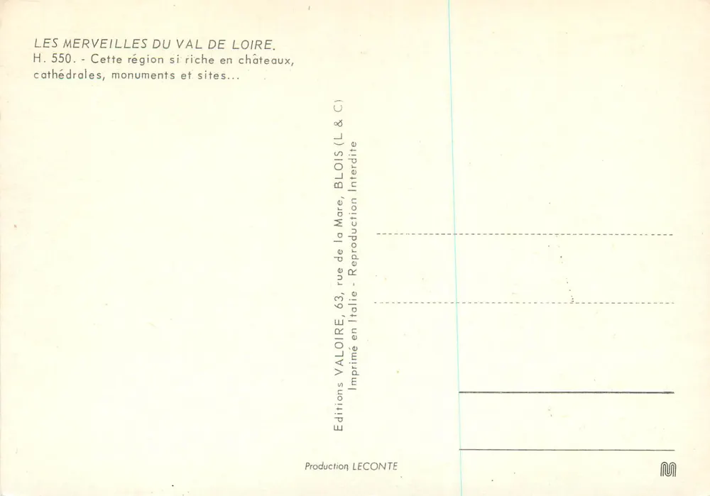 O Vale do Loire — As maravilhas do Vale do Loire — Éditions LECONTE - Verso