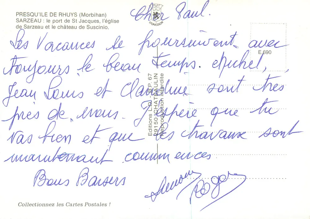 Sarzeau — Ansicht der Presqu'île de Rhuys — Editions L.D.I. - R.P. 67 - Rückseite