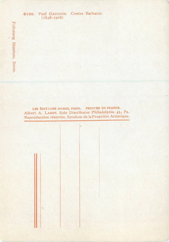 Paul Gauguin — Contos Bárbaros — Les Éditions Nomis, Paris - Verso