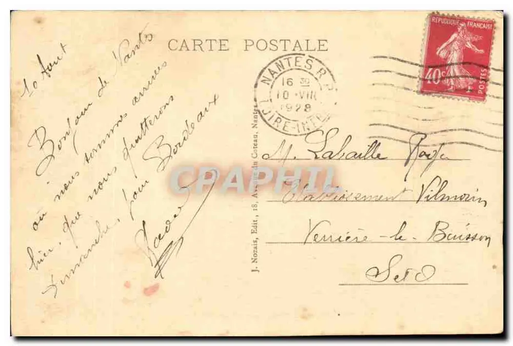 NANTES - Panorama do Porto — J. Nozais, edição n°861 - Verso