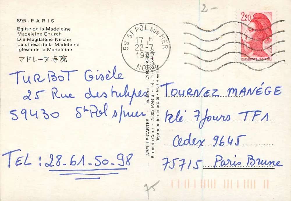 Igreja da Madeleine — Paris — Edições LYNAMARTES - Verso