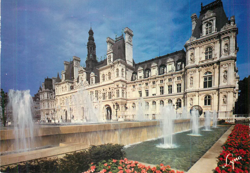 Hôtel de Ville de Paris — vista com fontes — edição Lympa - Frente