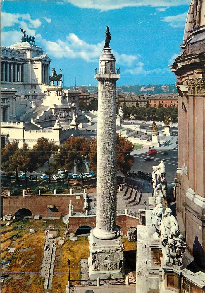 Coluna de Trajano e Fórum de Trajano em Roma — com o Monumento a Vítor-Emmanuel II — editor OTO, série SAR 195 - Frente