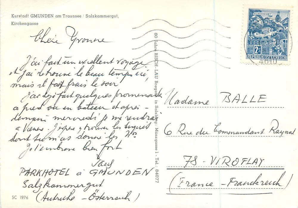 Gmunden am Traunsee — straat Kirchengasse — uitgever SC 1976 - Achterkant