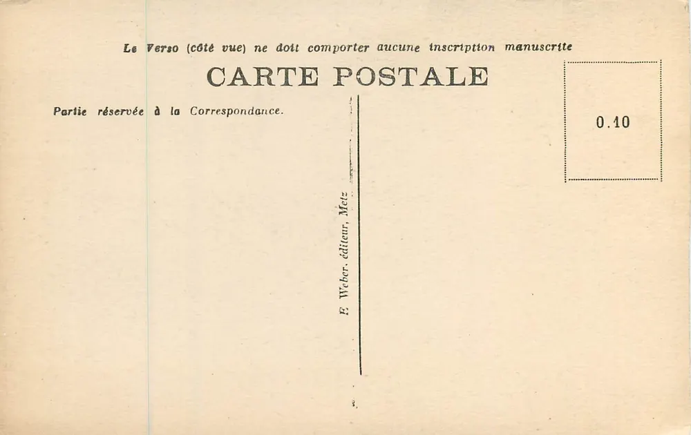 Metz — Estação Central — E. Weber, editor - Verso