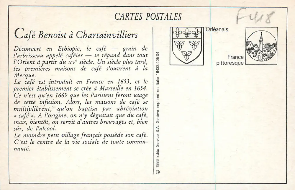 Chartainvilliers (E.-et-L.) — Café Benoist — Buvette - Verso