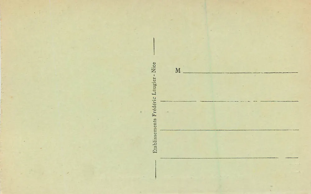 Nice — L'Avenue conduisant au Cimetière du Château — Éditeur Frédéric Laugier, n° 104 - Verso