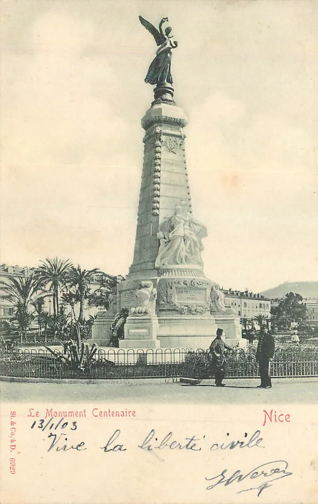 Monumento Centenário — Nice — editor S.L. & Co. A.D. n° 6929 - Frente