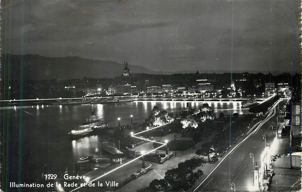 Illumination de la Rade et de la Ville — Genève — Éditions Géger (France) n°7129 - Recto