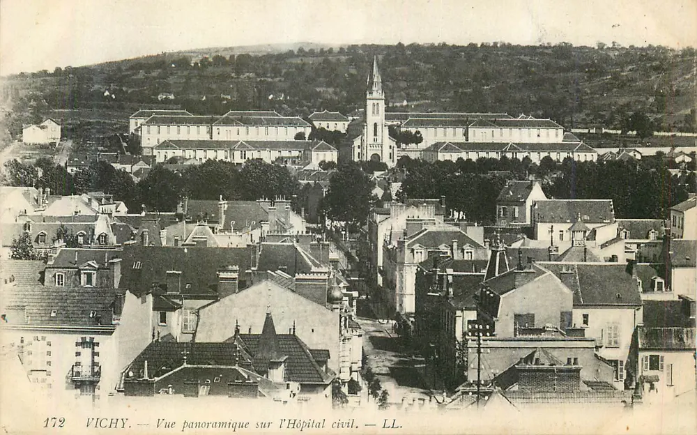 Vichy — Panoramablick auf das Zivilitätskrankenhaus — LL. — n° 172 - Vorderseite