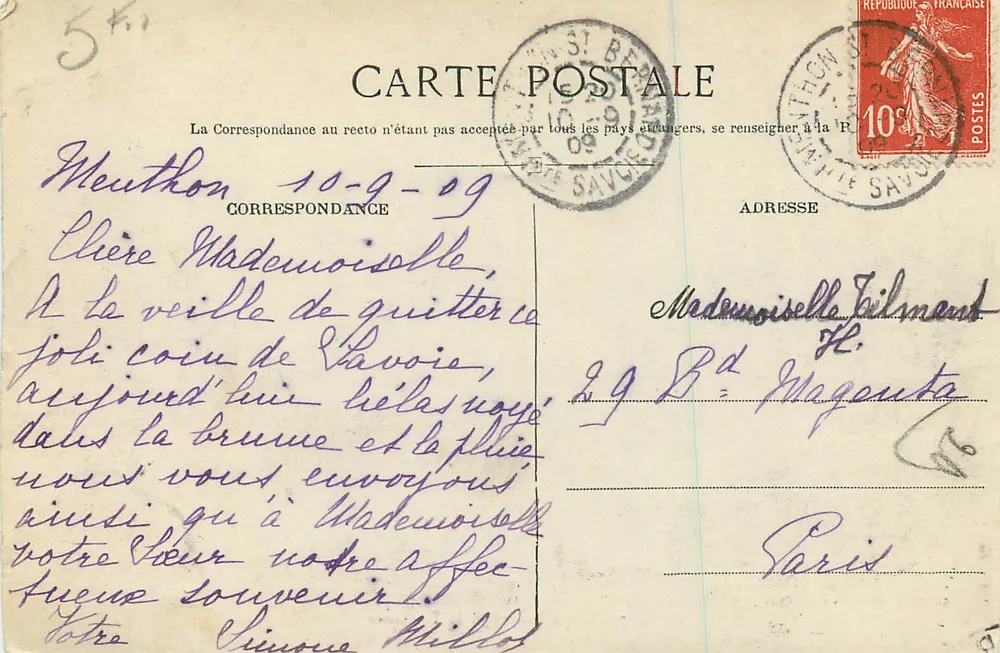 Lago de Annecy e La Tournette — Pittier, fot.-édit. Annecy, n°77 - Verso