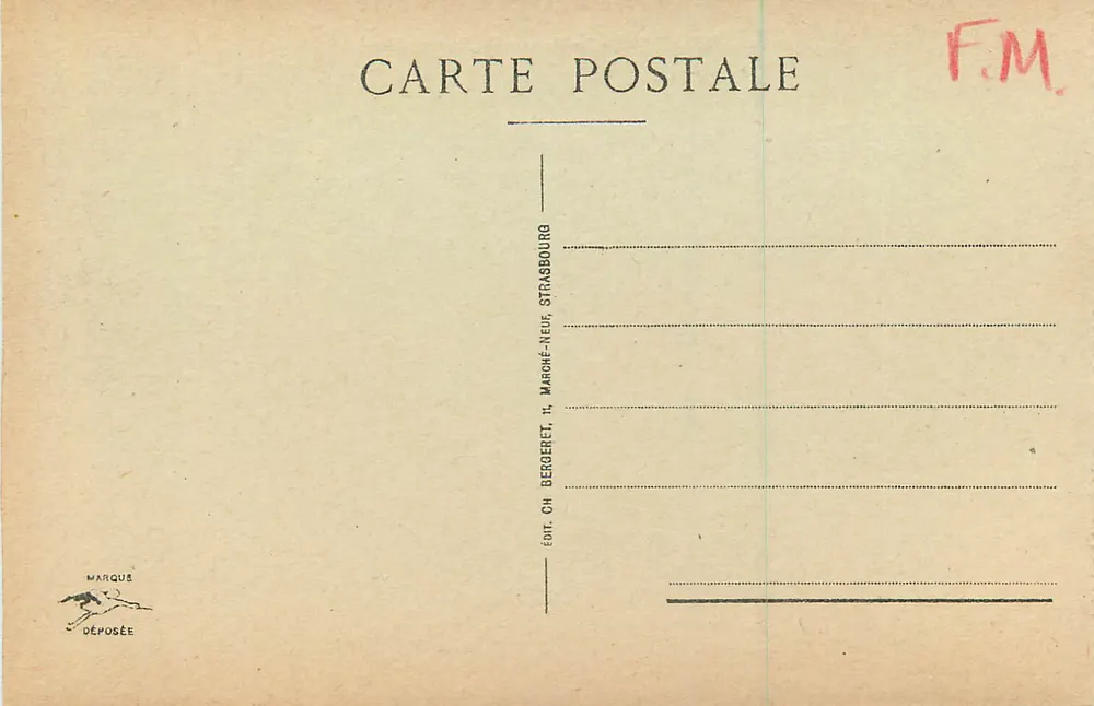 Mulhouse - La Poste et le Nouveau Bassin — éditeur Ch. Bergeret, Strasbourg - Verso