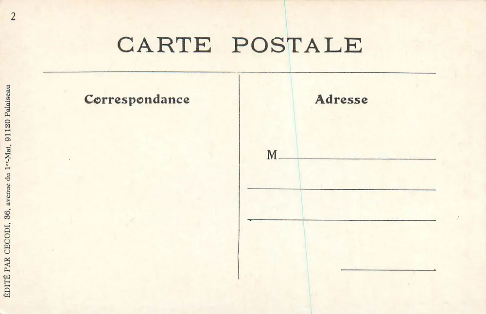 Cocorico — cena de pátio em um cenário urbano — editada pela CECODI, 36 avenue du 1er-Mai, 91120 Palaiseau - Verso