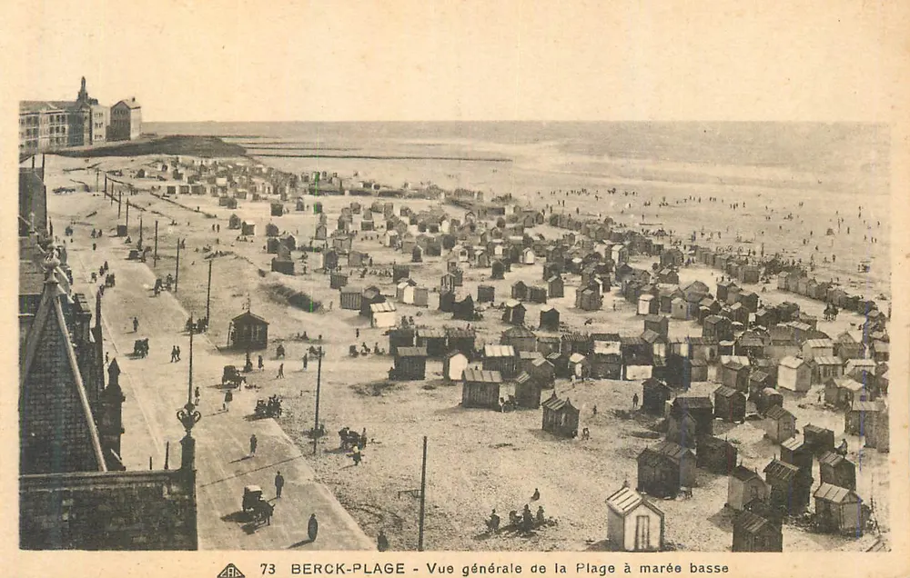 Berck-Plage — Vista generale della spiaggia a marea bassa — Cie des Arts Photomécaniques, Strasbourg - Recto