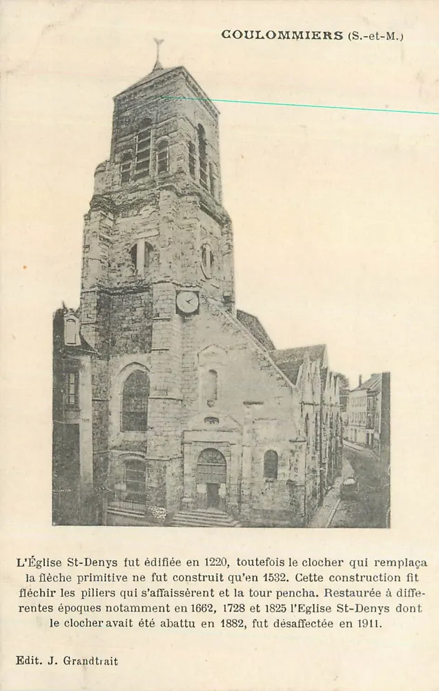 Église Saint-Denys — Coulommiers (S.-et-M.) — Edit. J. Grandtrait - Recto