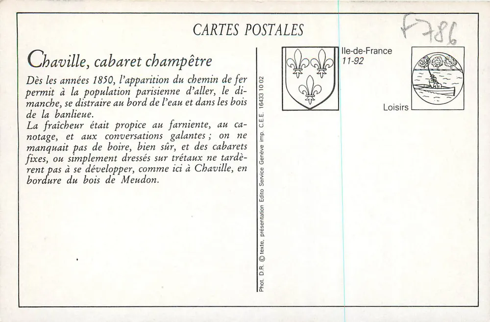 Chaville — Landcabaret am Étang de l'Ursine — Verlag C.E.E. n° 16433 - Rückseite