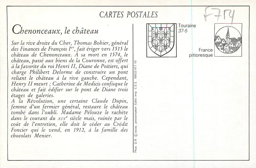 Chenonceaux — O Castelo — Rebanho de ovelhas — LL - Verso