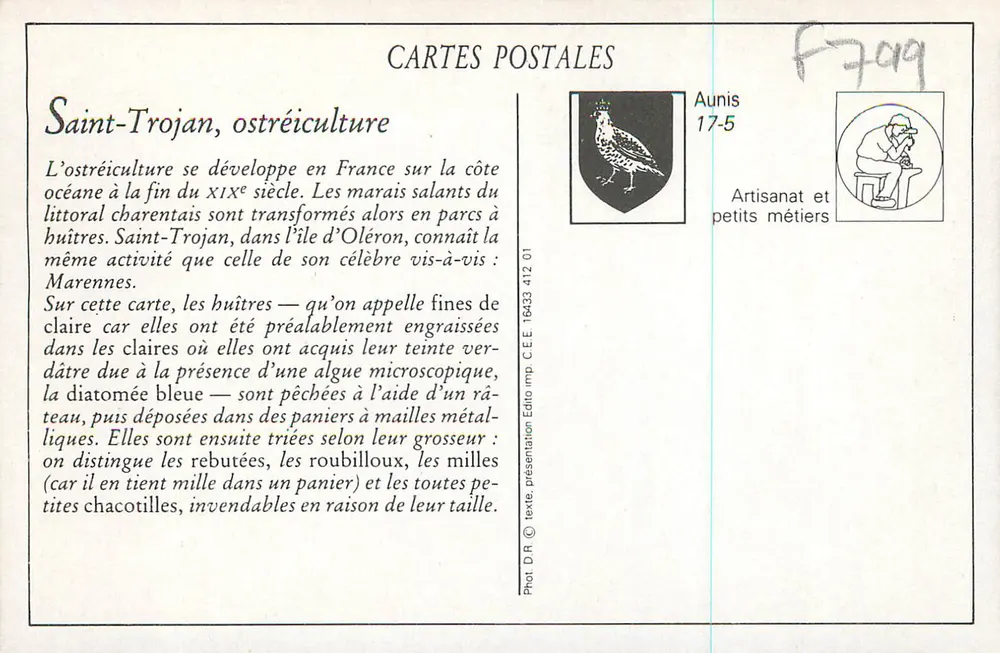 Ile d'Oléron - St-Trojan — Emballage des Huitres - Verso
