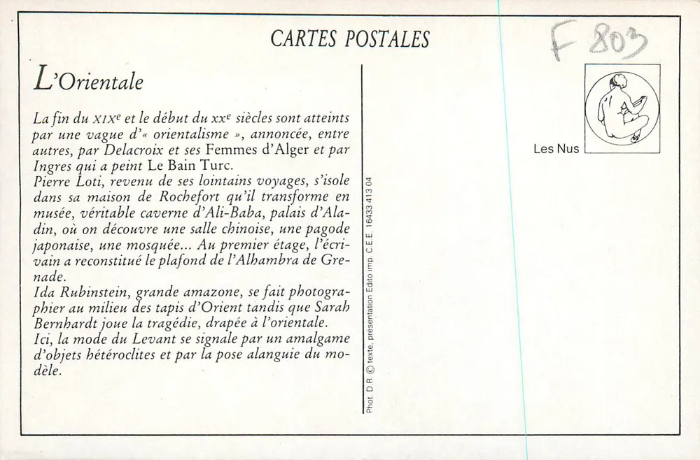L'Orientale — cena de decoração orientalista — PC Paris 1603 - Verso