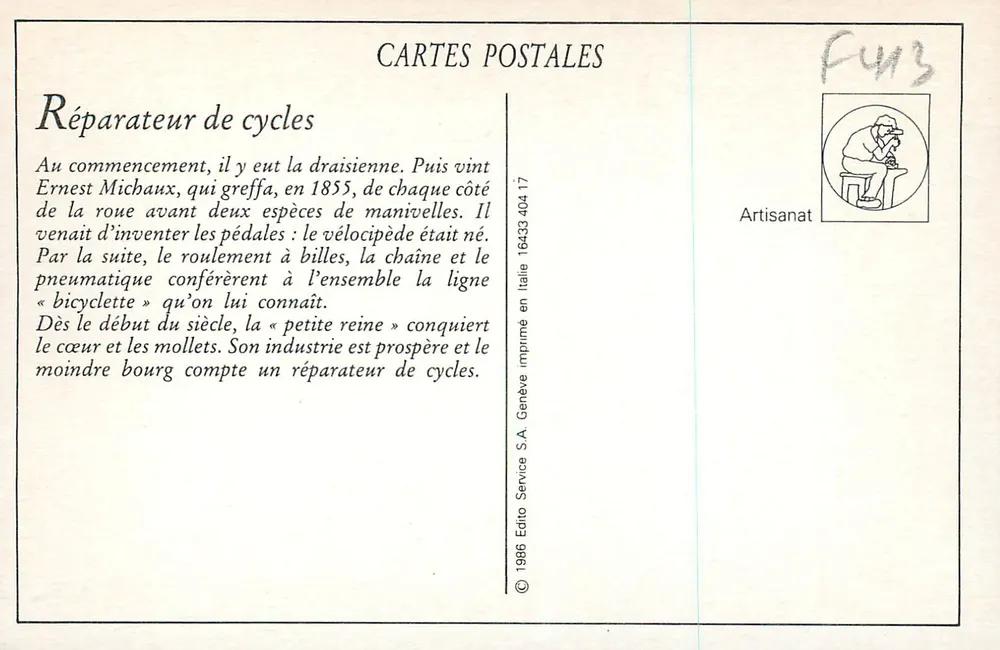 Émile Bechard - Fahrrad- und Motorradverleih und Reparatur — Guizanne - Rückseite