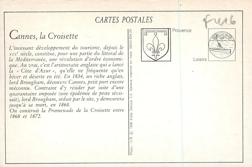 CANNES. A Promenade de la Croisette — ND Phol. n°423 - Verso