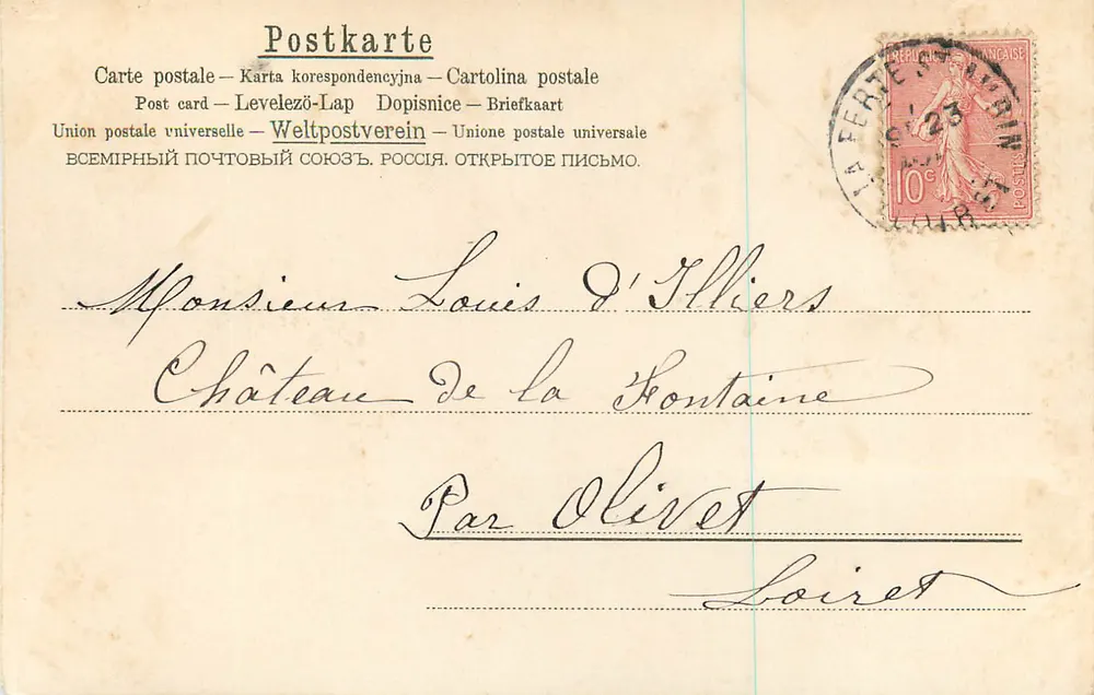 Paisagem invernal com pássaros — Carta postal multilíngue — editor não identificado - Verso