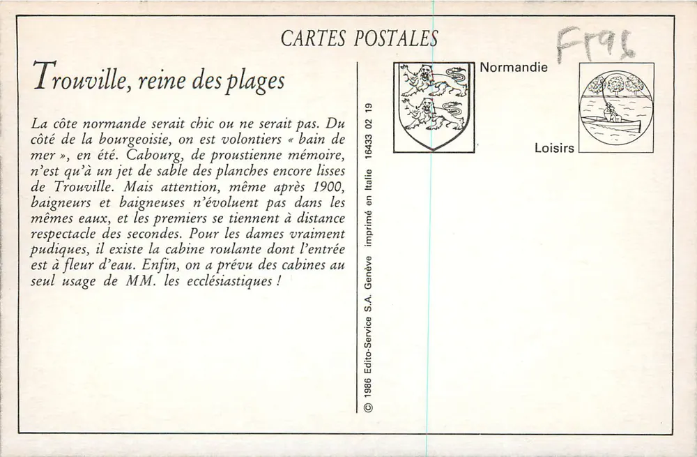 Trouville - Reine des Plages — Les Planches — Éditeur S.A. Genève, n° 59 - Verso