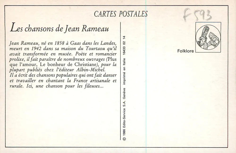 L'Bon Monde — Piosenki Jana Rameau z ilustracjami — Wydawca Albin-Michel - Rewers