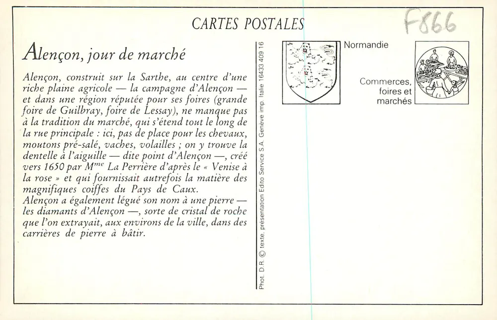 Alençon — Rue du Cours em um dia de feira — Edição M. L. - Verso