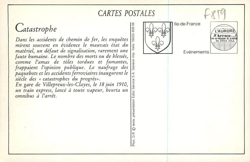 VILLEPREUX-LES-CLAYES의 재난 — 1910년 6월 18일 — L'Aurore 출판 - 뒷면