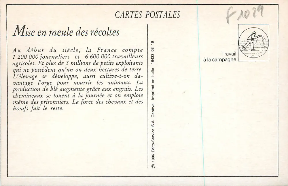 Ländliches Leben — Das Stapeln der Ernte — Edition Genève S.A. - Rückseite
