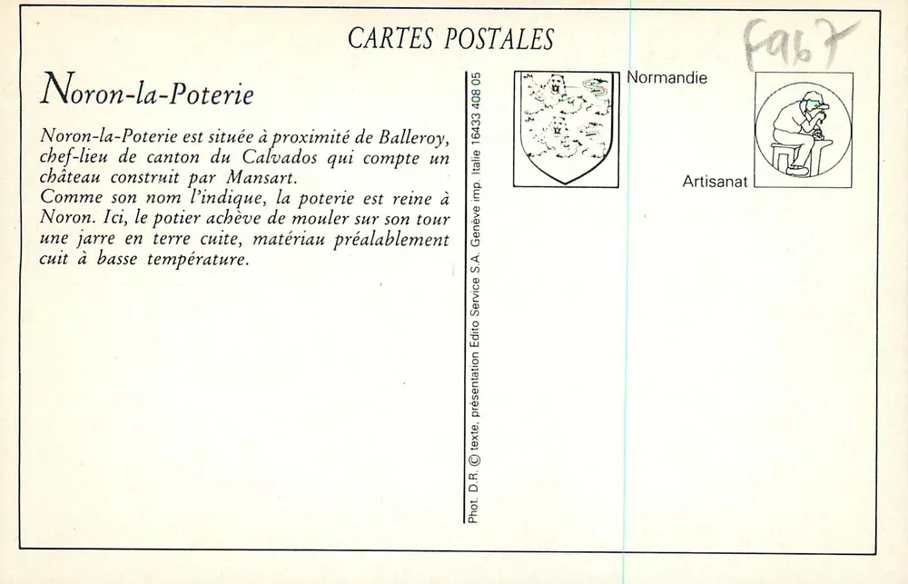 Noron-la-Poterie — Der Töpfer am Drehbank — Foto L. Plaisance - Rückseite