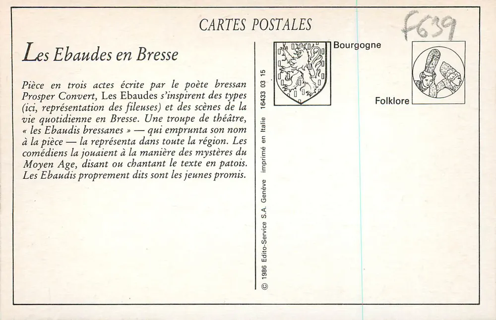 Les Ebaudes na Bresse — L. Ferrand, editor. Bourg - Verso