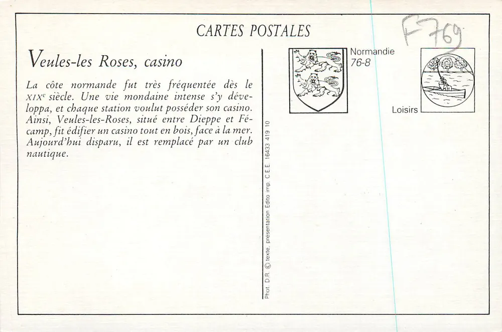 Veules-les-Roses — La Terrasse du Casino — G. F. n°4220 - Verso