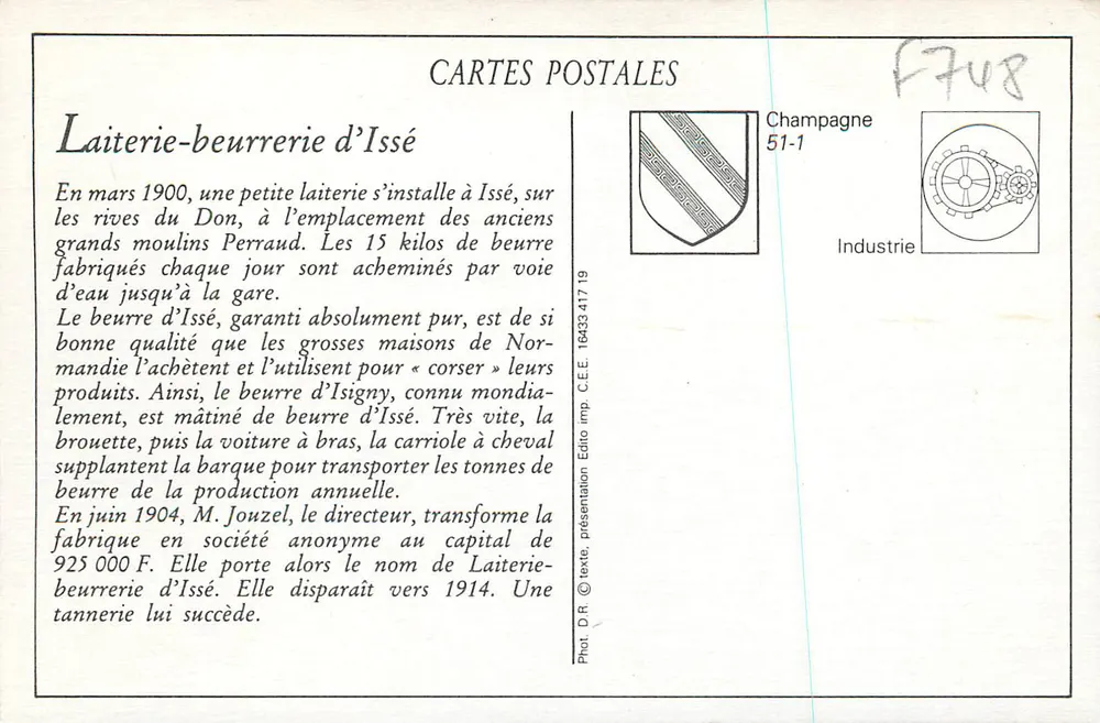 Laiterie-Beurrerie d'Issé — Un départ de beurre — Uitgever C.E.E. n° 51-1 - Achterkant