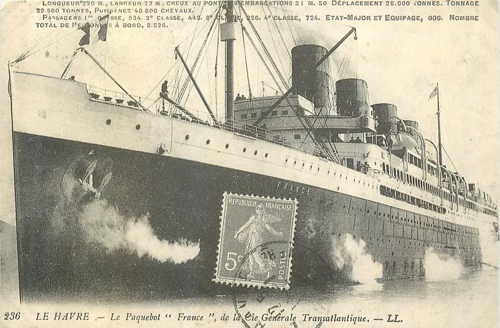 Le Havre — Der Liner "France", von der Compagnie Générale Transatlantique — LL. n°236 - Vorderseite