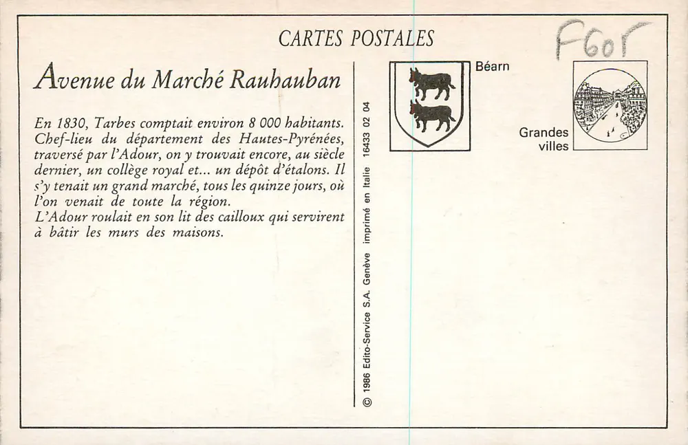 Tarbes — Ansicht der Avenue du Marché Rauhauban — Fassade der Rue Larrey - Rückseite