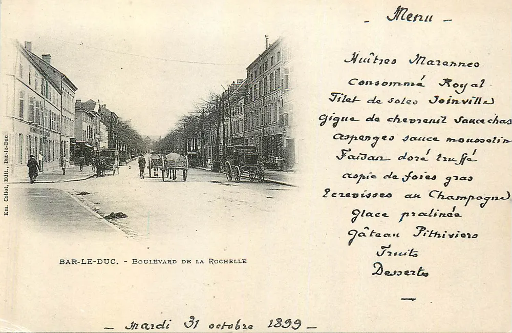 Bar-le-Duc - Boulevard de La Rochelle — Menu de repas — Éditeur Ed. Collet, Bar-le-Duc - Recto