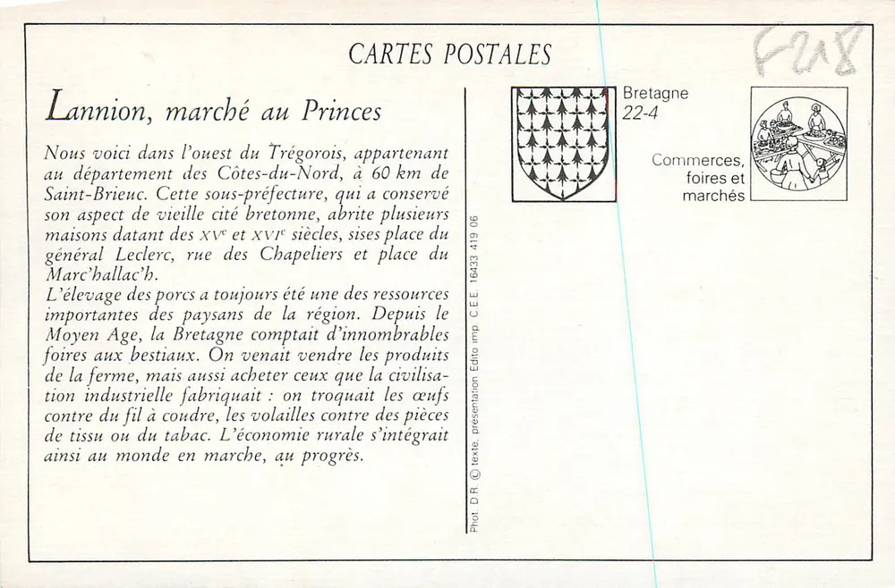 Lannion — Der Prinzenmarkt — Toute la Bretagne, Nr. 534 - Rückseite