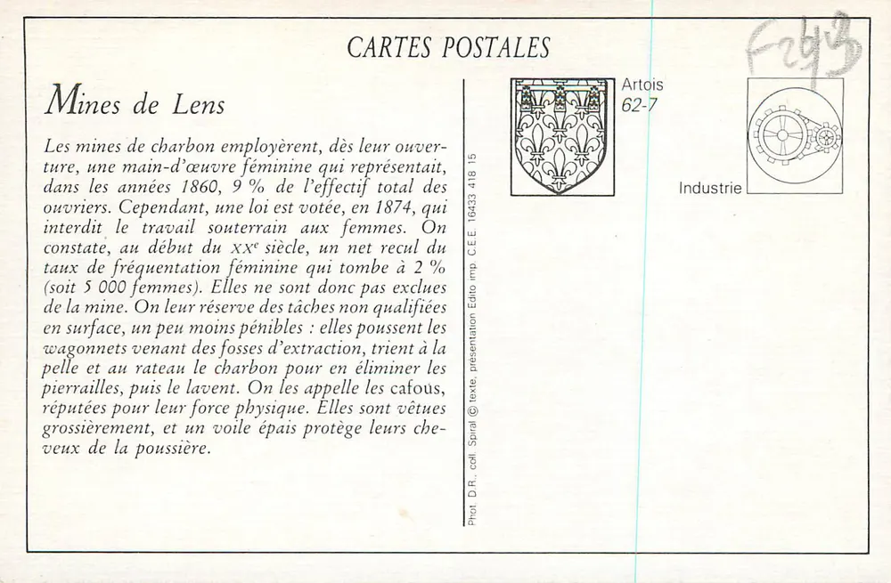Lens Bergwerke — Fosse N°1 — Triage und Lavoirs - Rückseite