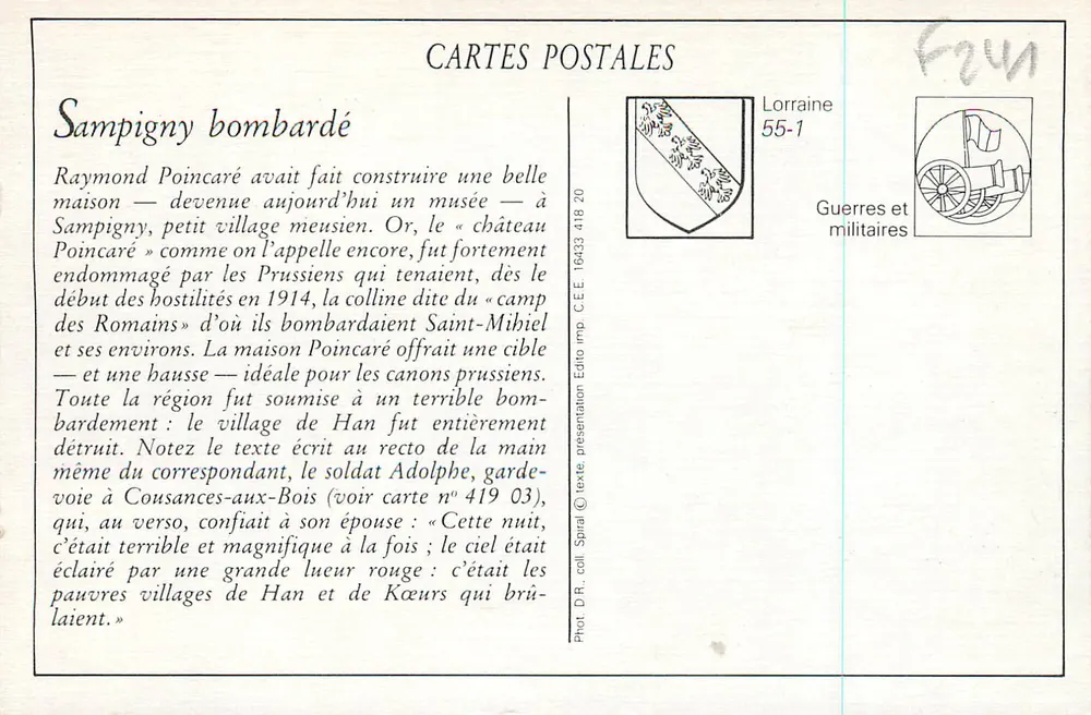 La Villa "Bel-Air" — Sampigny bombardée — Edizione Mettavant-Gervaise - Verso