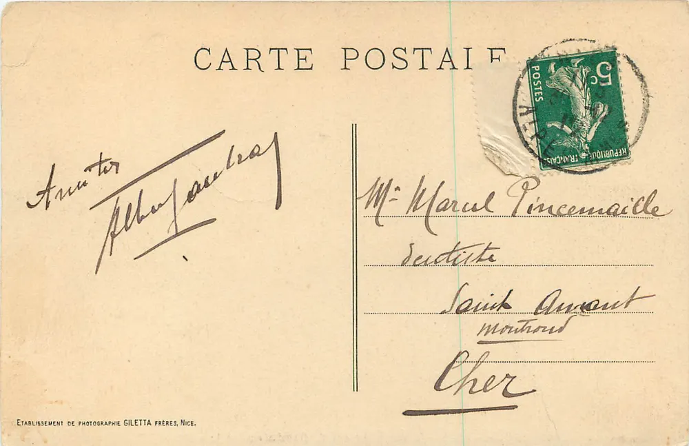NICE — Vue prise du Château entre les Pins — Édition Giletta, phot. Nice, n°195 - Verso