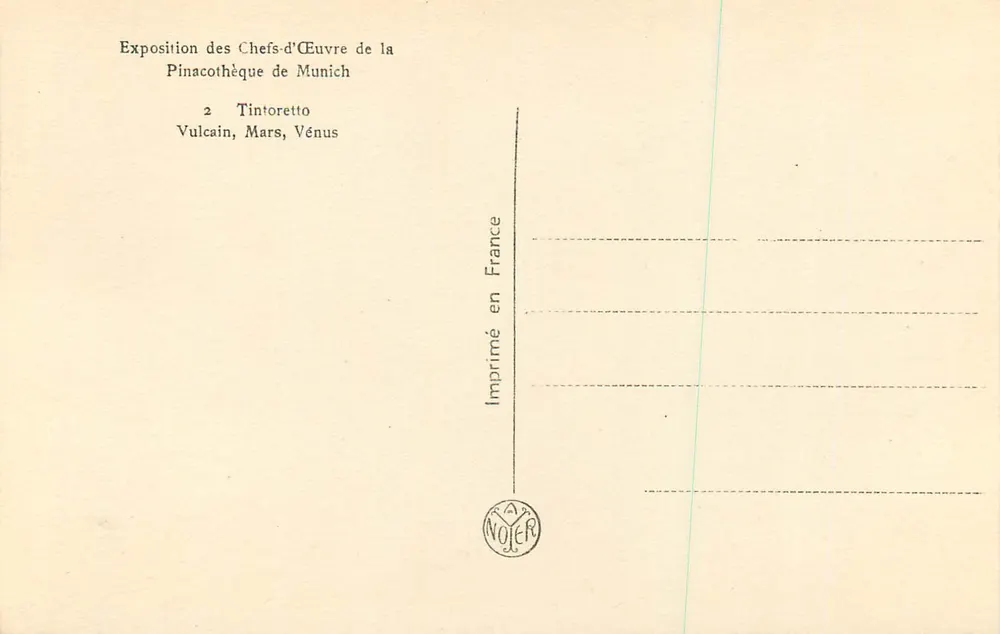Venus, Vulcan — Ausstellung der Meisterwerke der Pinakothek München — Tintoretto — n°2 - Rückseite