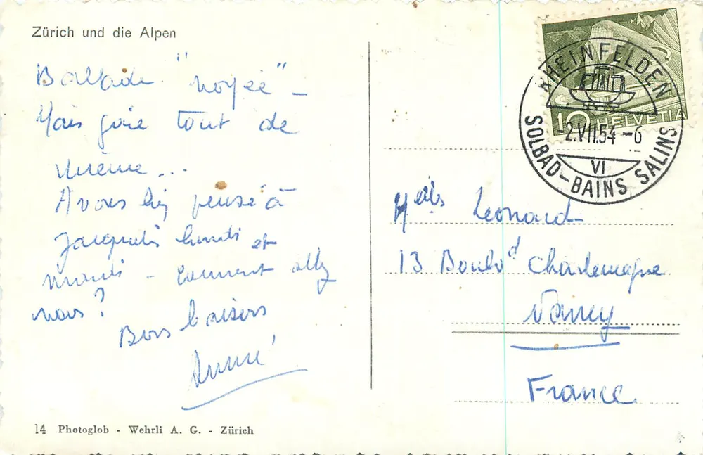 Zurych i Alpy — Photoglob - Wehrli A.G. - Zurych, nr 14 - Rewers