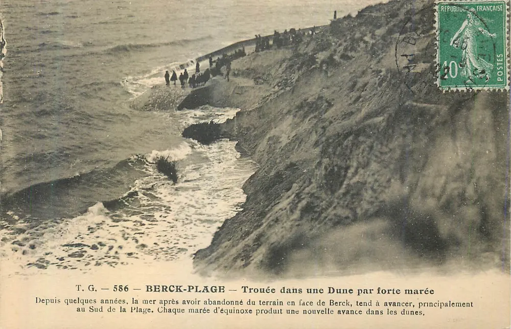 Berck-Plage — Dunas avançadas pela maré — T.G. 586 - Frente