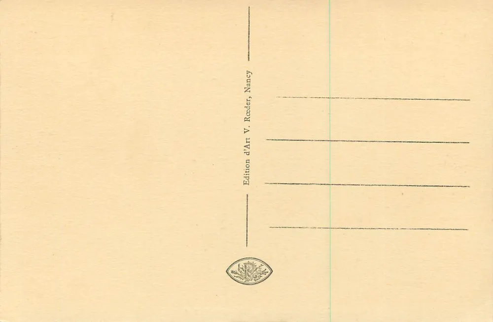 Nancy - A Praça Stanislas — vista enquadrada por grades decorativas — edição V. Reeder, n° 315 - Verso