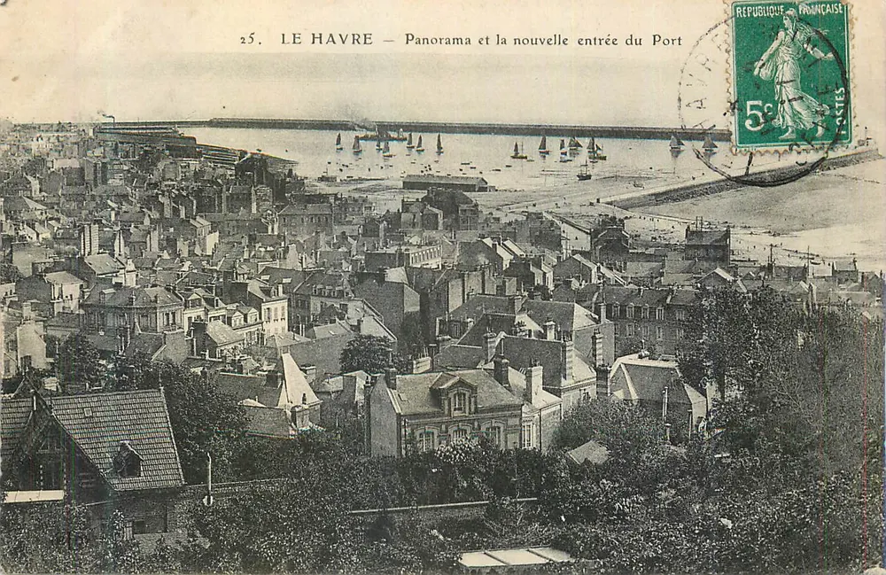 Le Havre — Panorama und die neue Einfahrt zum Hafen — unbekannter Verlag, Nr. 25 - Vorderseite
