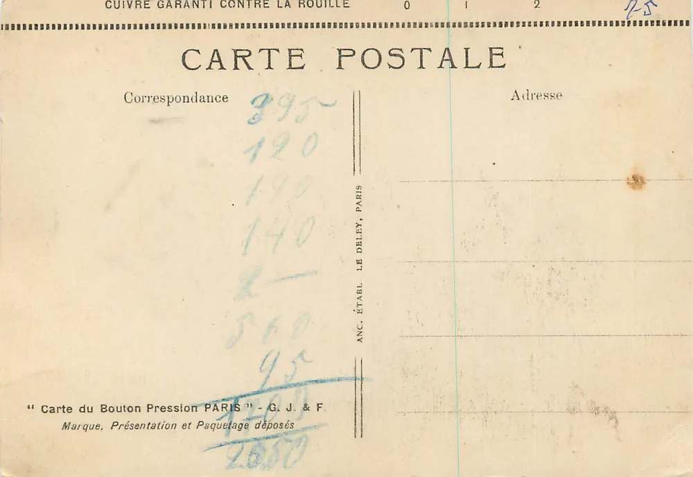 PARIS — Panorama pris de l'Église Saint-Gervais — Carte du Bouton Pression Paris - Verso