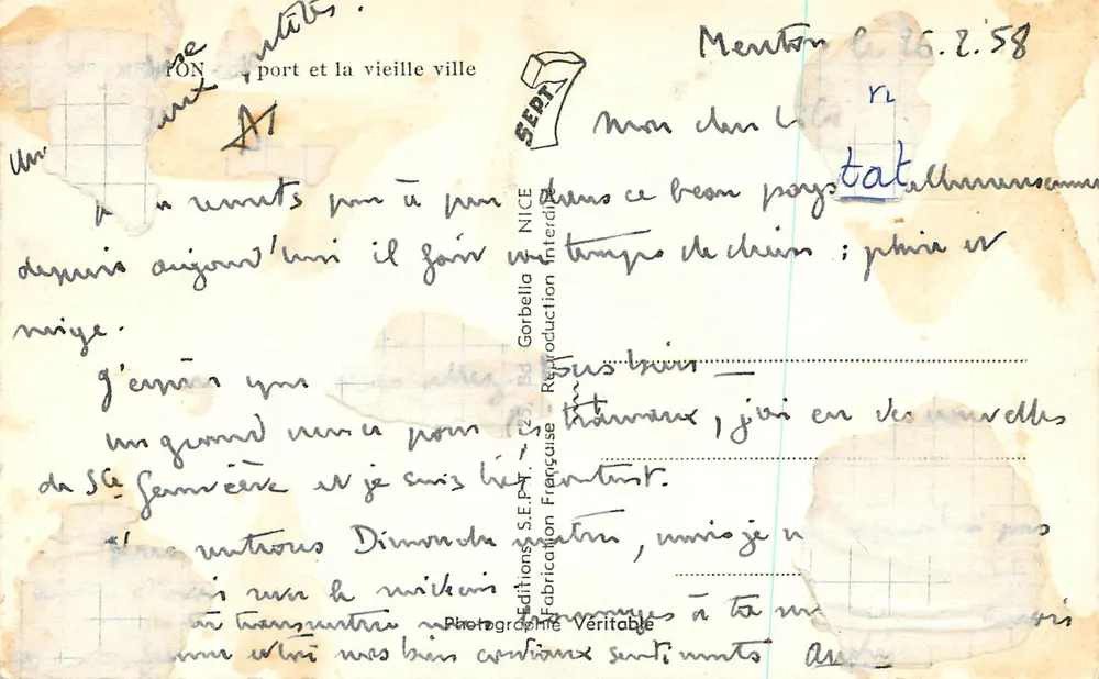 Menton — port et la vieille ville — Sépt. 7, Éditions NICE - Verso